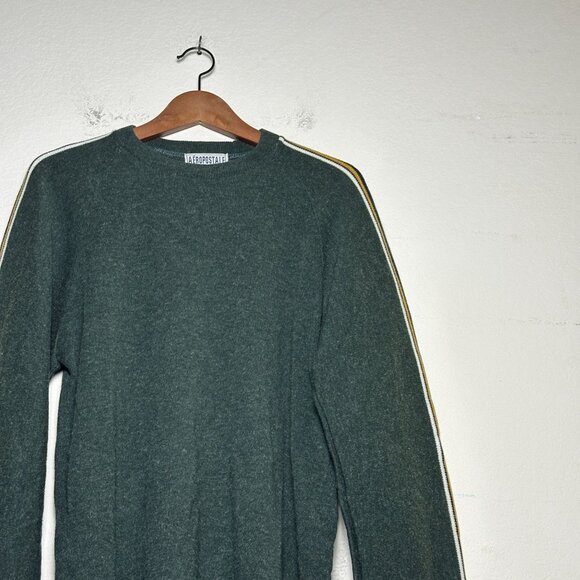 VTG 90s Aeropostale Acrylic Sweater Men M Green Retro Gorp Cottage Crewneck Line - Picture 11 of 11